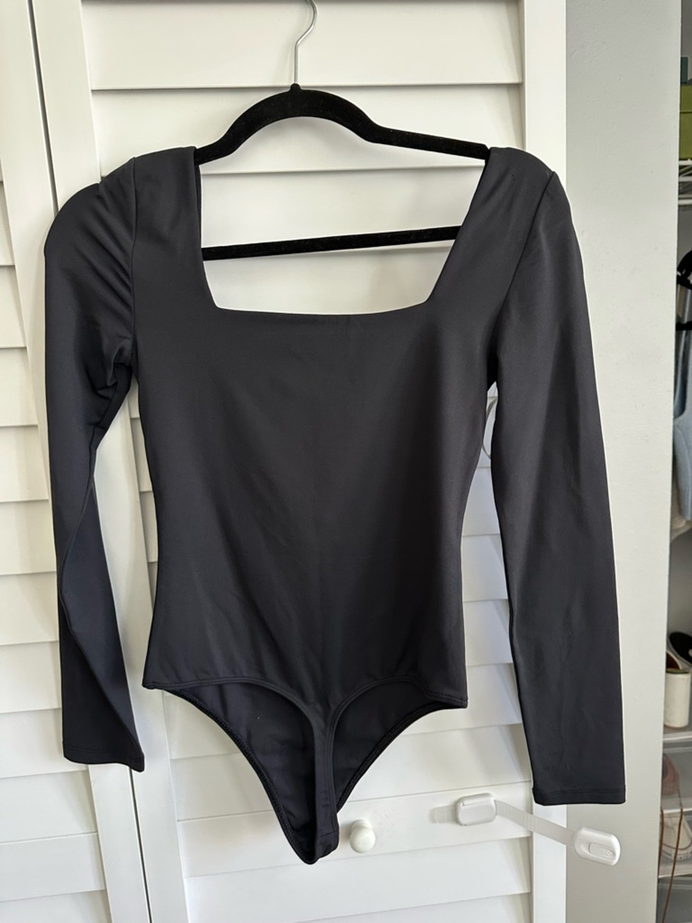 NWT Babaton Black Long-Sleeve Square-Neck Bodysuit